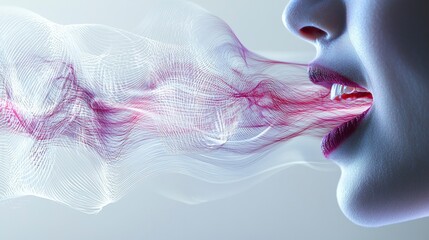 Poster - Dynamic mouth articulation visualization abstract space digital art ethereal environment close-up perspective
