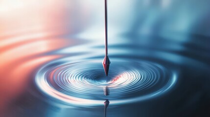 Aufkleber - Tuning fork creating ripple effects in water close-up abstract art serene environment artistic viewpoint