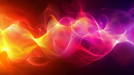 Poster - Dynamic waves of a narrator's voice in colorful flowing patterns abstract visuals digital art vibrant environment