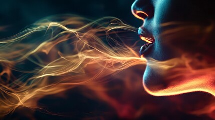Poster - Vibrant sound waves emitting from a subject studio environment digital art abstract perspective visual concept