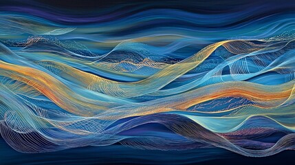 Poster - Vivid display of light lines in wave patterns abstract art digital environment artistic viewpoint creative concept
