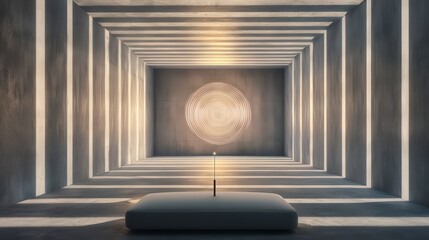 Aufkleber - Soothing tuning fork resonating in minimalist room calm environment serene perspective tranquility concept
