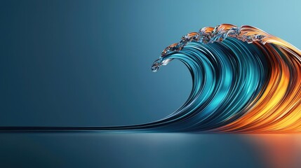 Poster - Wave abstract background concept. A vibrant digital art representation of colorful ocean waves illustrating motion.