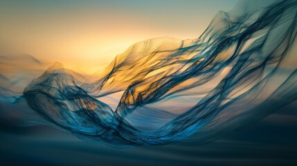 Aufkleber - Dynamic soft gradients of elegant waves serene landscape digital art peaceful environment artistic perspective