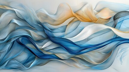 Fototapete - Dynamic soft gradient waves abstract art digital creation serene environment aesthetic viewpoint flowing elegance