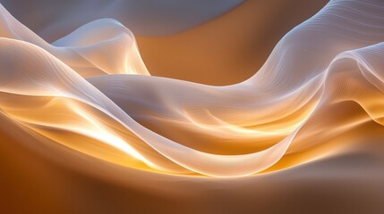 Poster - Soft warm light waves illustrating emotional flow in abstract art digital composition ethereal environment