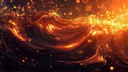 Poster - Warm glowing waves with cultural patterns symbolizing unity beach digital art night close-up serenity