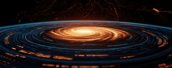 Poster - Weather forecast idea. A mesmerizing view of a swirling galaxy illuminated by radiant stars and cosmic energy.