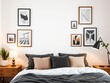 © Chalermrach - Modern bedroom with stylish decor and gallery wall of pictures, bedroom, pictures