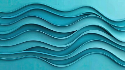 Poster - Wave abstract background concept. Abstract wave patterns in soothing turquoise tones for creative design projects.
