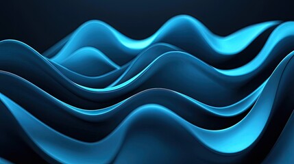 Aufkleber - Wave abstract background concept. Abstract design featuring flowing blue waves on a dark background, creating a serene effect.