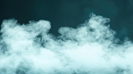 Poster - Mysterious fog idea. A wispy cloud of smoke gently swirls across a dark background, creating a tranquil atmosphere.