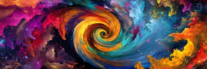 Wall Mural - A swirling vortex of stars and galaxies in vibrant colors, giving a cosmic feel.