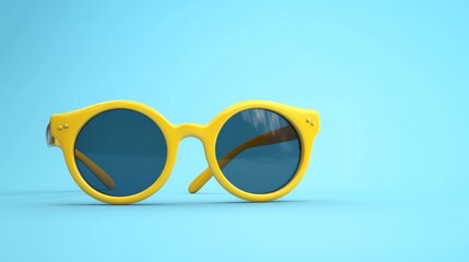 Wall Mural - Stylish yellow sunglasses on a vibrant blue background, perfect for summer 