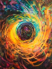Wall Mural - A swirling vortex of stars and galaxies in vibrant colors, giving a cosmic feel.