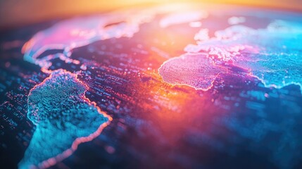 Aufkleber - Weather forecast idea. Vibrant digital globe illustrating technology and connectivity in the modern world.