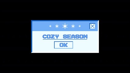 Aufkleber - Animated retro computer window with cozy season inscription with ice effect. Alpha channel