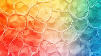 Poster - Cancer cells idea. Vibrant abstract bubble texture in rainbow colors illustrating fluid dynamics.
