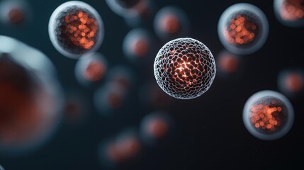 Poster - Cancer cells idea. Detailed view of cellular structures showcasing intricate patterns and vibrant colors.