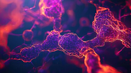 Poster - Cancer cells idea. Abstract representation of molecular structures in vibrant colors and intricate details.