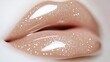 © pornsawan - Beige nude tone lipstick make up isolated on a studio background,natural Liquid lipsticks,makeup cosmetic lips, product mockup for beauty fashion business,sale,swatch color,template.