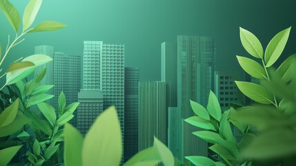 Poster - A cityscape with buildings and trees