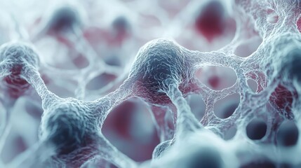Poster - Cancer cells idea. Close-up view of molecular structures displaying intricate cellular networks and connections.