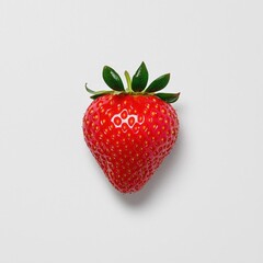 Wall Mural - a photostock of a vibrant red strawberry with visible seeds, isolated on a clean white background, f