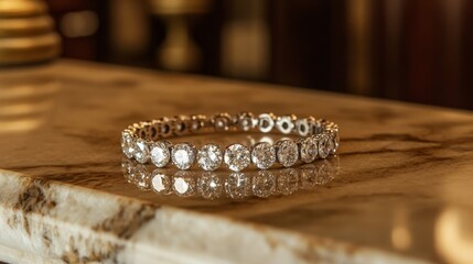 Poster - Elegant Diamond Bracelet on Luxurious Marble Surface