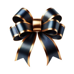 Poster - Elegant blue Gold Ribbon Bow Festive Gift Decoration isolated PNG