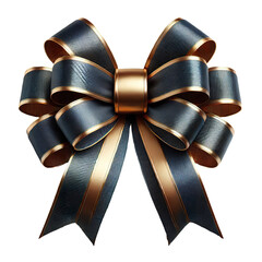 Poster - Elegant blue Gold Ribbon Bow Festive Gift Decoration isolated PNG