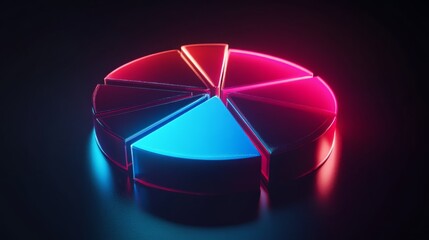 Leinwandbilder - Vibrant Geometric Pie Chart with Neon Glow on Dark Background