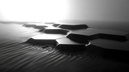 Poster - Abstract hexagonal shapes on reflective surface