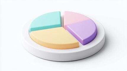 Aufkleber - Colorful Pie Chart Model on White Background for Statistical Analysis