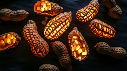 Aufkleber - Creative peanut shell art displaying rice imagery home kitchen food photography cozy ambiance artistic concept