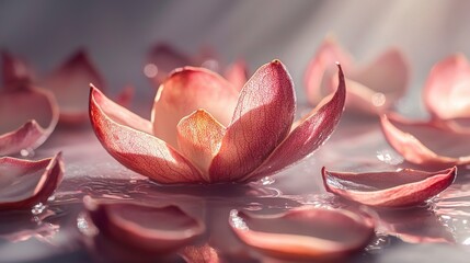 Poster - Elegant mangosteen peel arrangement tranquil studio decorative art serene environment close-up view creative design