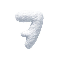 Poster - Number 7 made of snow realistic 3d design isolated on background. Seven sign made from snowy white texture. Vector illustration