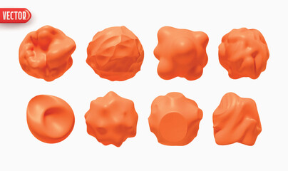 Poster - Set of Metaball shapes of objects realistic 3d design. Collection Meteorites asteroids comet Round ball spherical elements. Vector illustration