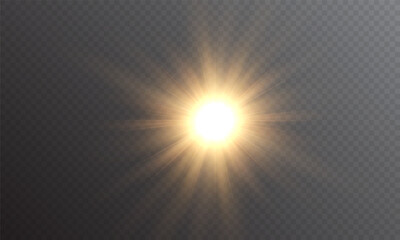 Wall Mural - vector golden light with sun glare. sun, sun rays, dawn, glare from the sun png. gold flare and glar