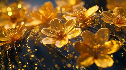 Poster - Golden shower blossoms artfully arranged in a stunning display nature's beauty macro photography colorful environment