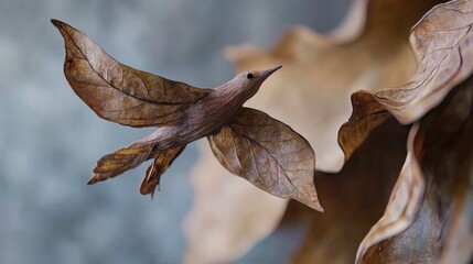 Aufkleber - Tamarind leaves crafting a flying bird shape nature art photography close-up creative concept aesthetic design
