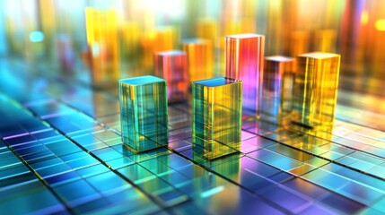 Aufkleber - Colorful 3D Glass Cubes with Reflections on a Bright Surface