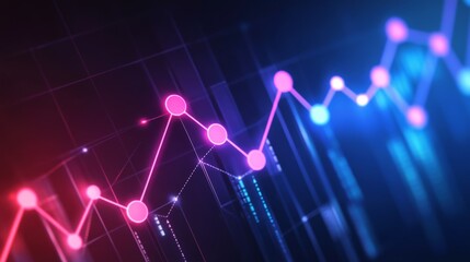 Aufkleber - Colorful Abstract Data Visualization with Light Effects and Graph Lines