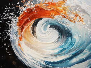 Poster - Poured liquid artistry colorful liquid swirls in clear water abstract photography indoor setting close-up view evocative patterns