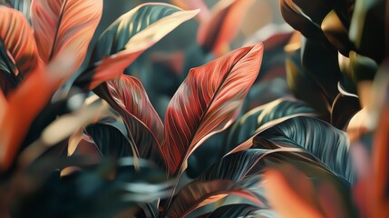 Poster - Lush mango leaves in closeup tropical garden botanical photography vibrant colors nature's artistry aesthetic appeal