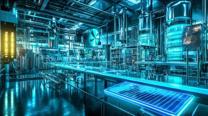 Aufkleber - Innovative renewable energy research lab high-tech facility industrial environment futuristic design science concept