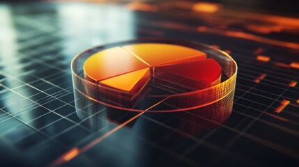 Poster - vibrant transparent pie chart on dark technology background