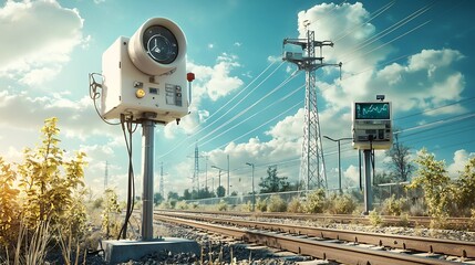 Poster - photograph of an earthquake monitoring station equipped with a virtual twin system that analyzes rea
