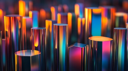 Poster - Colorful Metallic Cylinders in Artistic Abstract Background