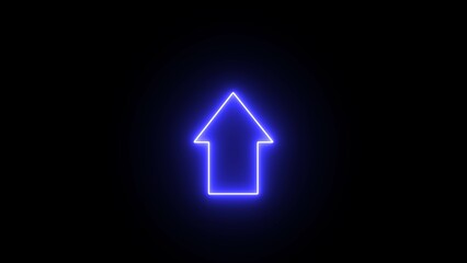 Wall Mural - Glowing neon up direction arrow icon  illumination. Abstract moving up directional neon arrow icon.
